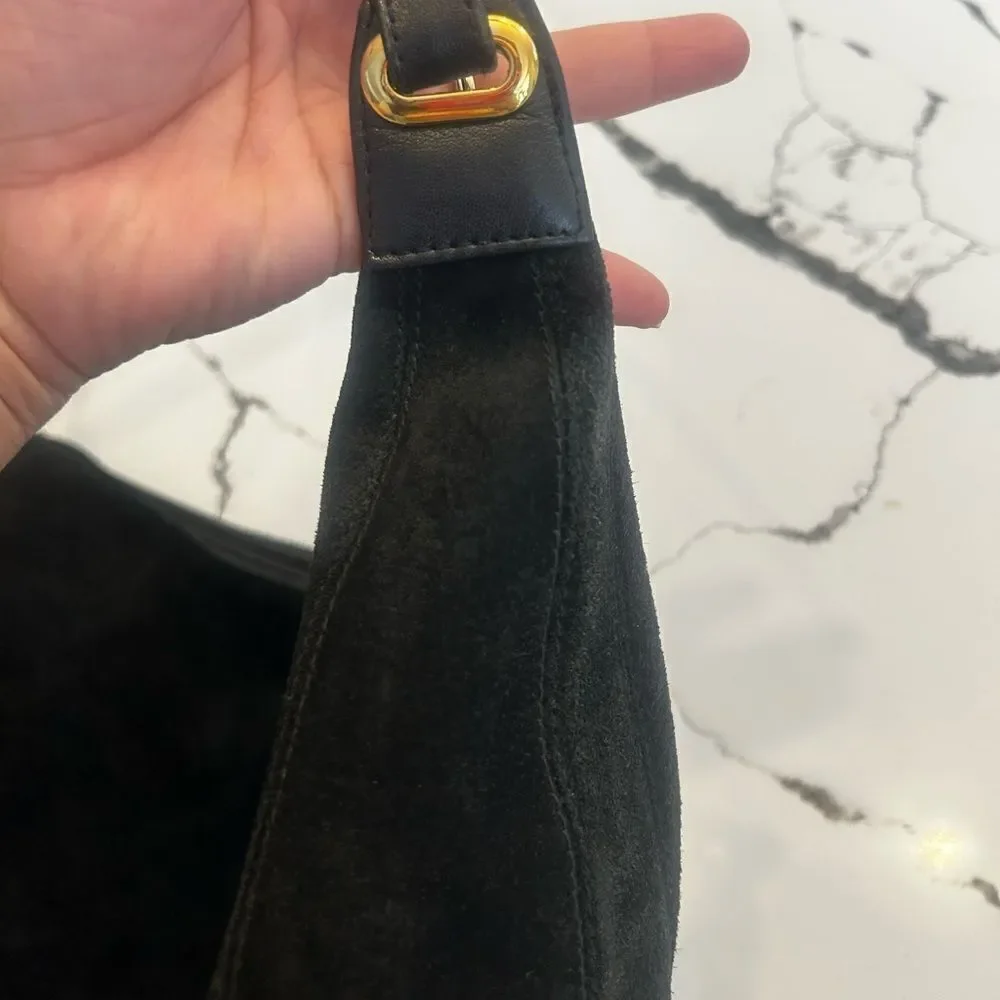 GANSON Black Suede Shoulder Bag